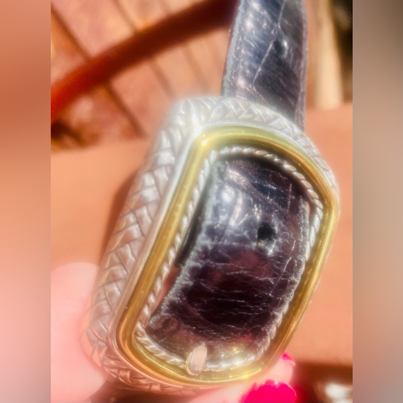 Brighton Marcus Two-Tone Reversible Twist Belt Convertible Brown Black Silver - Picture 8 of 12